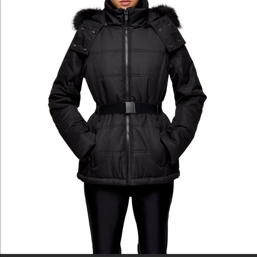 TOPSHOP SNO Water Repellent Faux Fur Ski Jacket